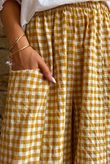 Nonni Gingham Relaxed Barrel Pant Mustard